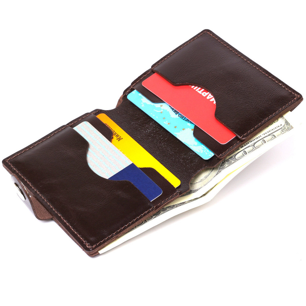 Классическое мужское портмоне из натуральной кожи Shvigel 16506 Коричневый Киев - изображение 4