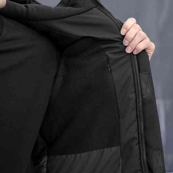 Чорна чоловіча парка зимова з капюшоном Pobedov Navy Київ