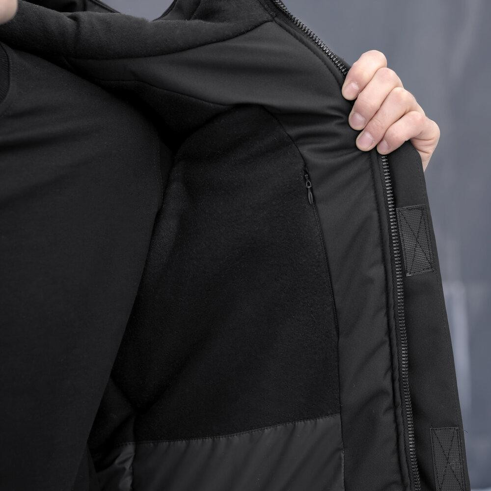 Чорна чоловіча парка зимова з капюшоном Pobedov Navy Київ - фото 6