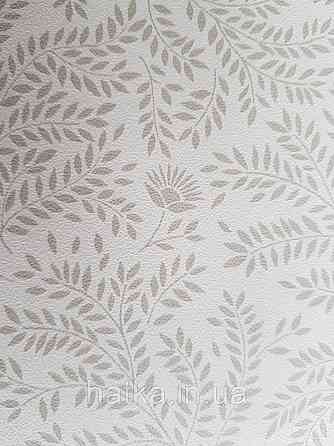Шпалери флізелінові дитячі еко Lutece Tartine et Chocolat листя гілочки квіти бежеві, сірі на білому Київ