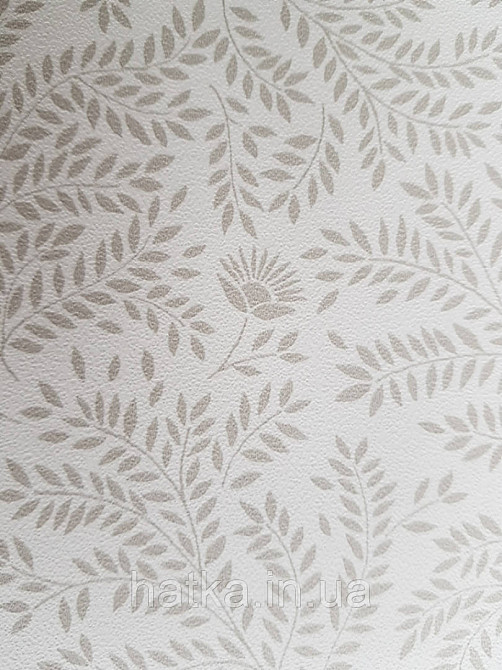 Шпалери флізелінові дитячі еко Lutece Tartine et Chocolat листя гілочки квіти бежеві, сірі на білому Київ - фото 3