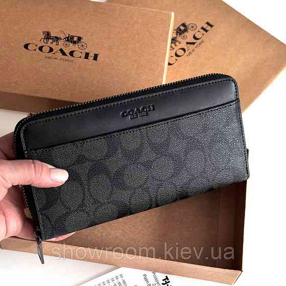 Женский брендовый кошелек на молнии Coach (1380) black Киев