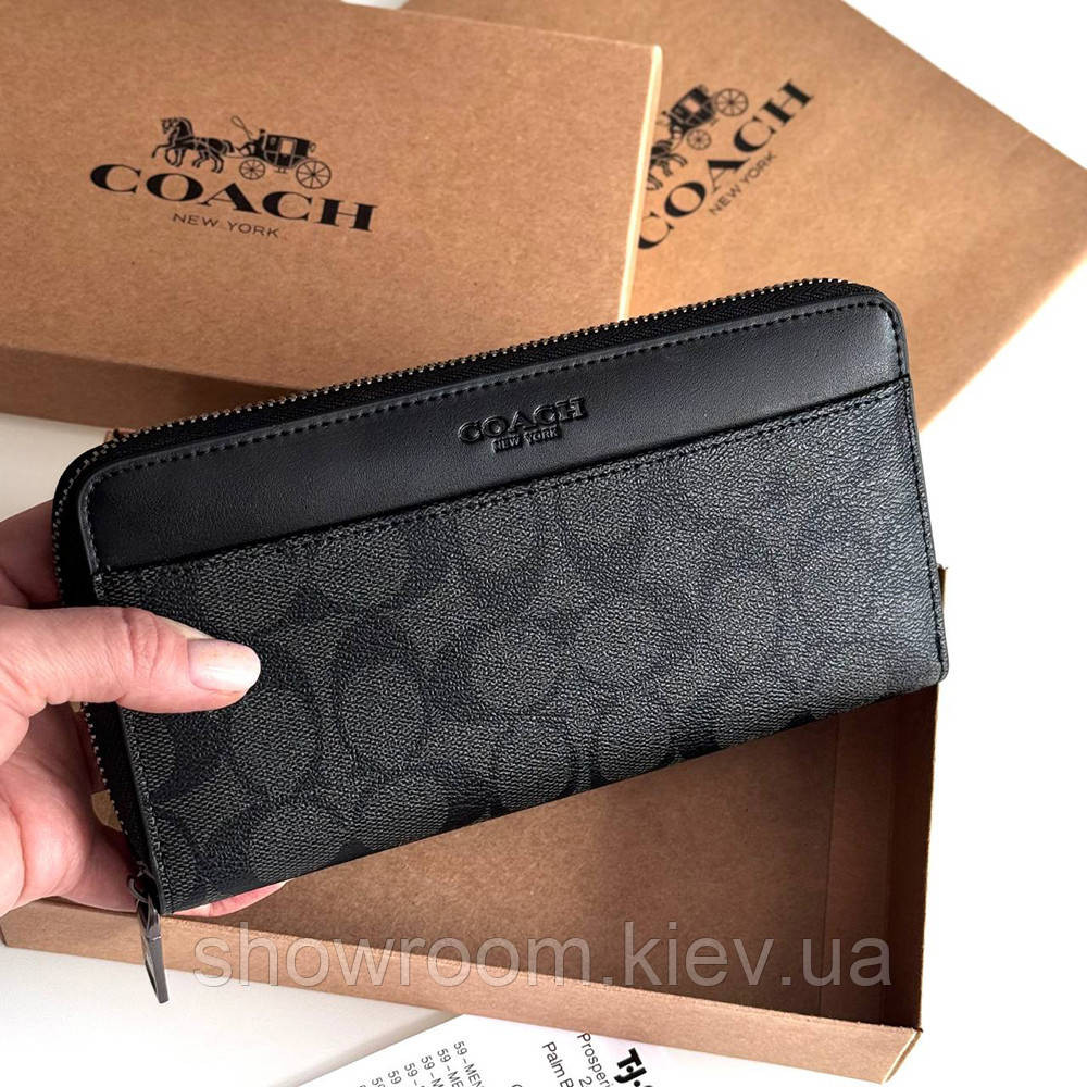 Женский брендовый кошелек на молнии Coach (1380) black Киев - изображение 2