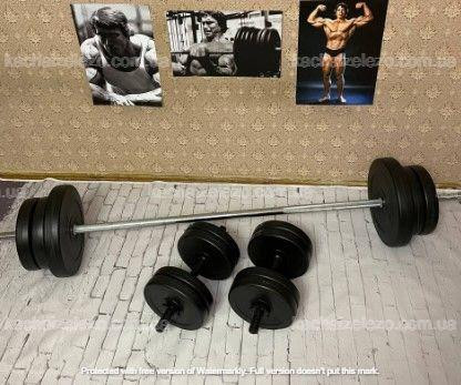 Штанга набірна + гантелі на 70 кг Гантелі, гирі, штанги та диски ударостійкий пластик Київ - фото 1