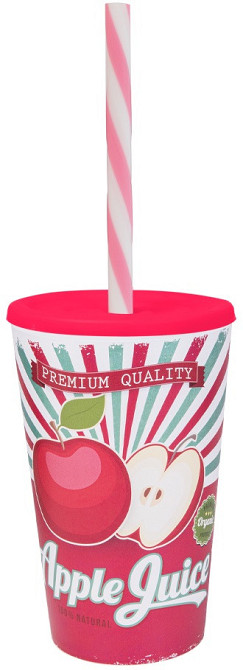 Склянка з трубочкою Herevin Apple Juice 0.65 л (161948-026) (6965040) Київ - фото 1