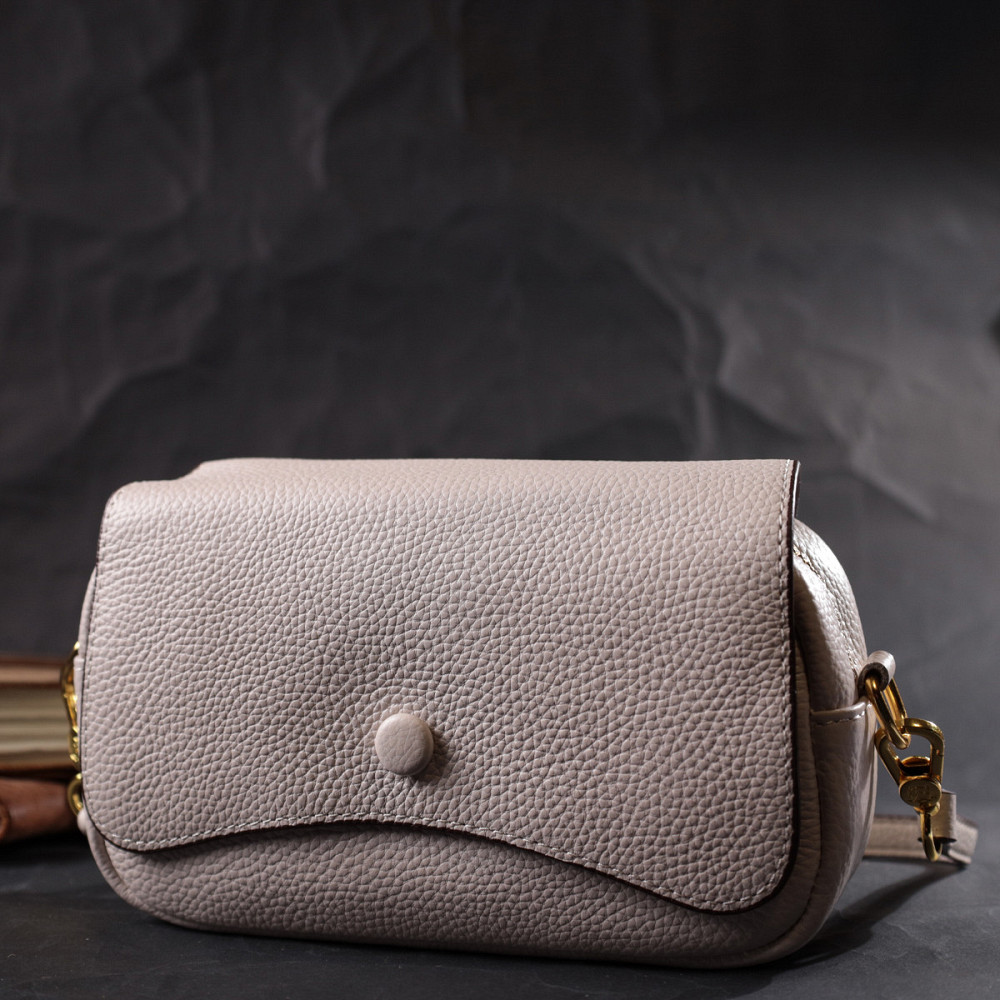 Красивая женская сумка с клапаном из натуральной кожи Vintage 22431 Белая Киев - изображение 9