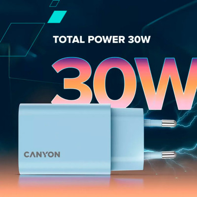 Зарядное устройство Canyon 30CL OnCharge USB-C PD30W Light Blue (CNE-CHA30CLLBL) Винница - изображение 6