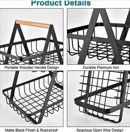 Двухъярусный металлический фруктовник с ручкой Разборная корзина для фруктов. Харьков