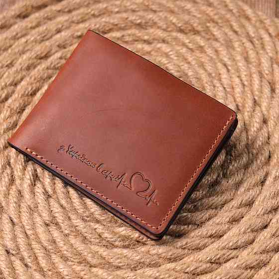 Чоловічий шкіряний гаманець у дві додавання Серце GRANDE PELLE 16736 Світло-коричневий Київ