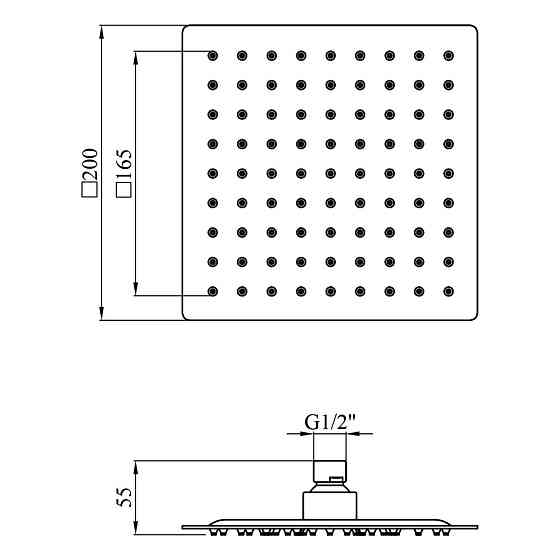 Стельова лійка квадратна WEZER WKY-21-BLACK 200*200 мм чорна Київ