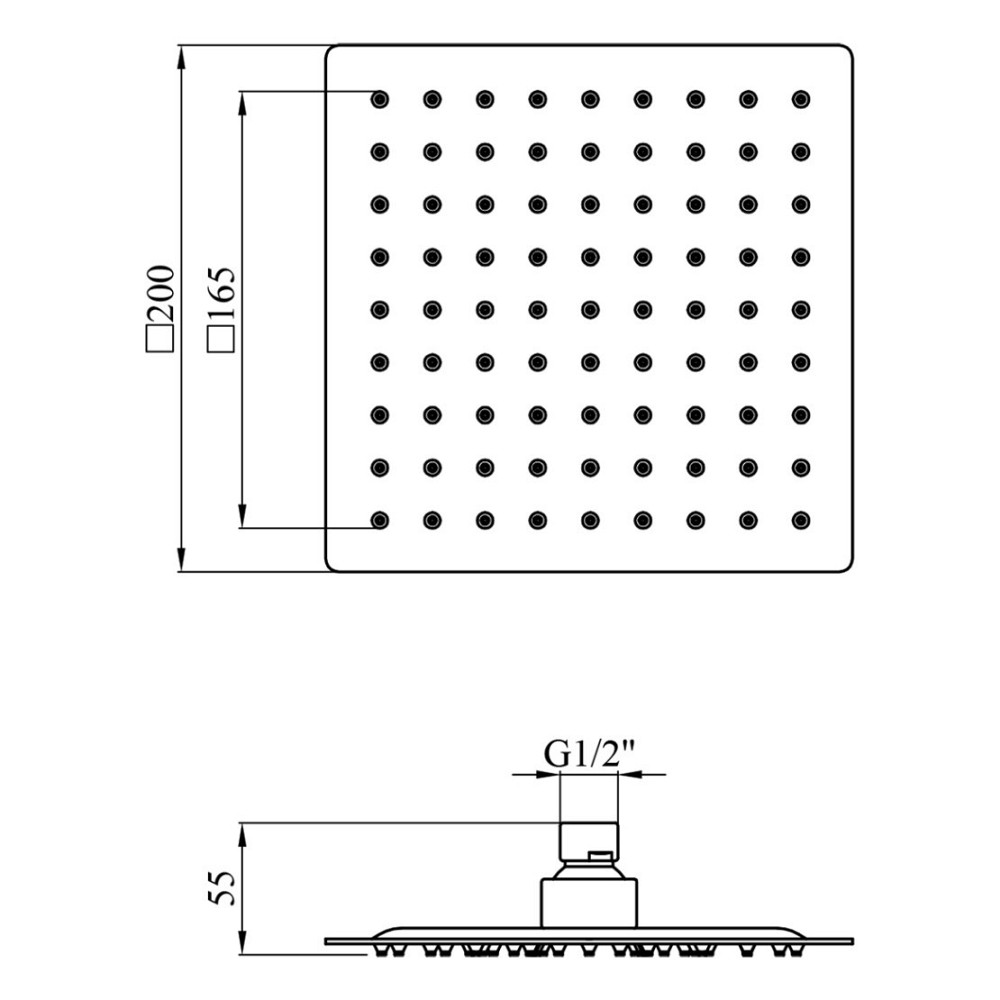Стельова лійка квадратна WEZER WKY-21-BLACK 200*200 мм чорна Київ - фото 2