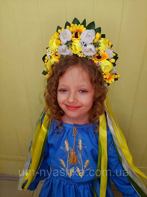 Жовтий віночок Обідок обруч з квітами "Сценічний сердній жовтий" Кривий Ріг - фото 7