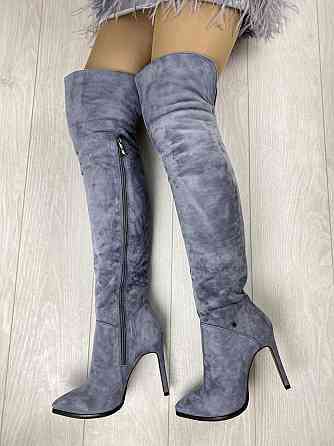 Nivelle Ботфорти жіночі NIVELLE сірі замша натуральна висота 50см каблук 10.5см обхват гомілки Коломыя