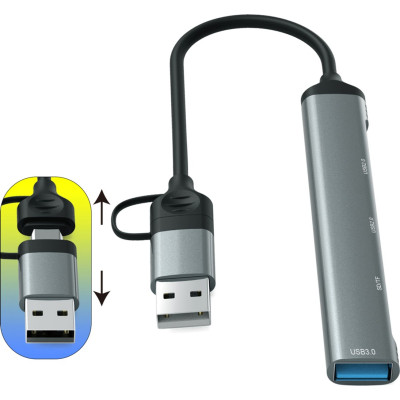 Концентратор Dynamode 5-in-1 USB Type-C/Type-A to 1хUSB3.0, 2xUSB 2.0, card-reader SD/MicroSD (DM-UH-514) Винница - изображение 5