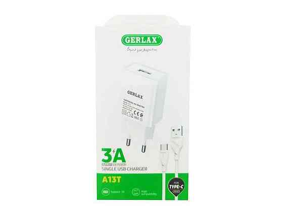 Мережевий зарядний пристрій Type-C A13T 3A/1USB/15W/QC3.0 білий 1м ТМ GERLAX Київ