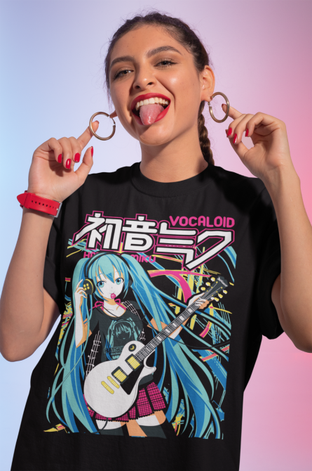 Футболка для хлопчика з аніме принтом Хатсуне Міку Аніме Гірл оверсайз (зріст від 165 до 180) Чорний AnimeJ0776m Дніпро - фото 2