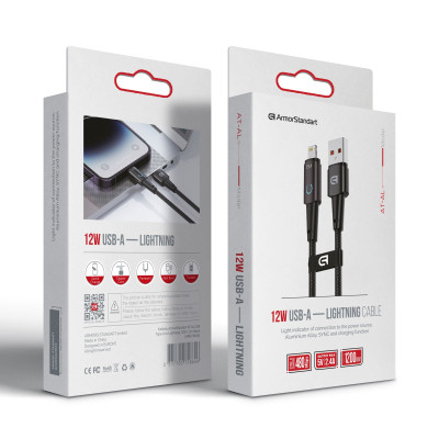 Дата кабель USB 2.0 AM to Lightning 1.2m 12W black Armorstandart (ARM75864) Вінниця - фото 2
