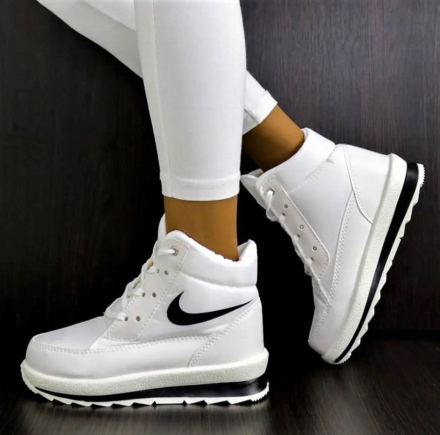 Зимові жіночі Кросівки на Меху Білі Найки Снікерси в стилі N!ke Дутики (розміри: 36,37,38,39,40,41) Дніпро - фото 6