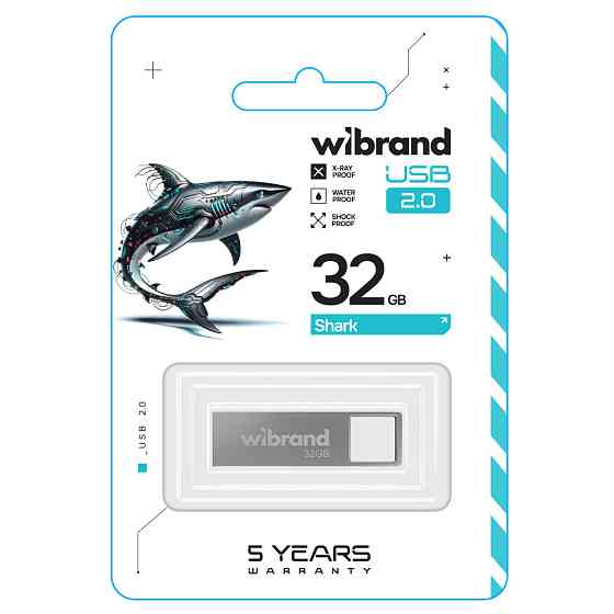Флешка flash Wibrand USB 2.0 Shark 32Gb Silver WI2.0 / SH32U4S Одеса