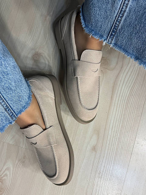 Туфлі жіночі Hengji 588-5 замшеві лофери бежеві, 39, 24,5 см Київ - фото 7