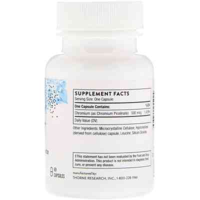 Минералы Thorne Research Хром Пиколинат 500 мкг, Chromium Picolinate, 60 капсул (THR-25502) Винница