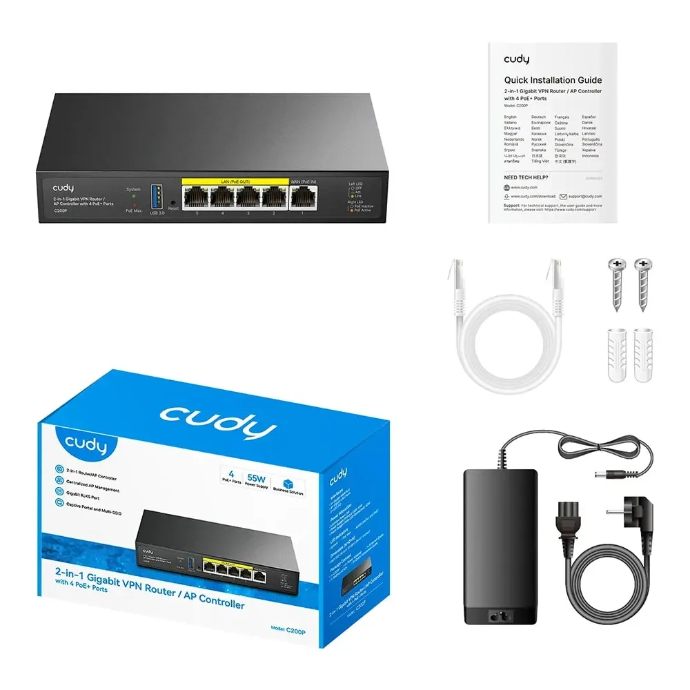 Контролер точок доступу AP / гігабітний VPN-маршрутизатор Cudy C200P з 4 портами PoE+ (73-00668) Київ - фото 10