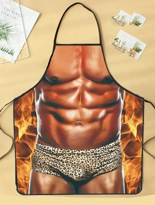 Фартух з приколом чоловік в леопардовій білизні 80 на 60 см різнобарвний Київ - фото 8
