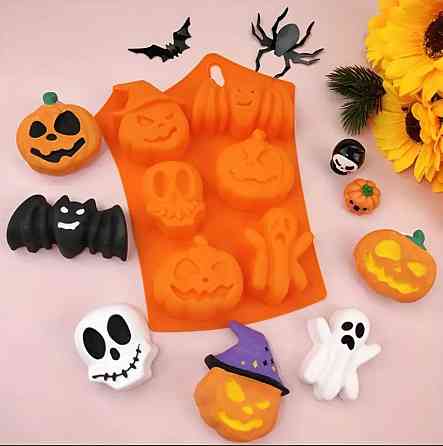 Силиконовая форма «Хэллоуин» – тыква, летучая мышь, череп и призрак для выпечки, шоколада и мыла Киев