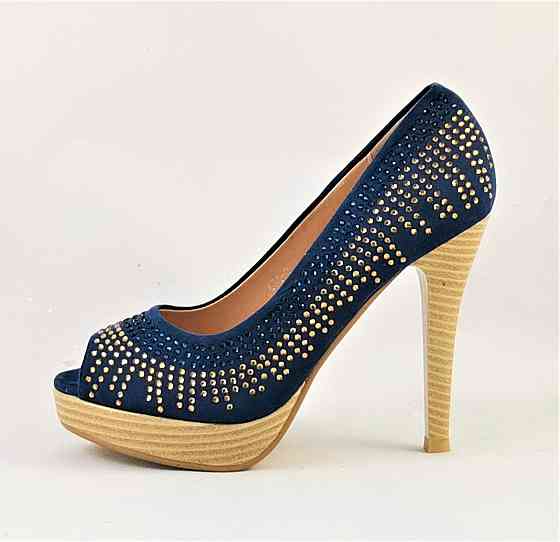 Жіночі Сині Туфлі на Каблуку Шпильке Замшеві Модельні (розміри: 36,37,38,39,40) — 35-7 Дніпро