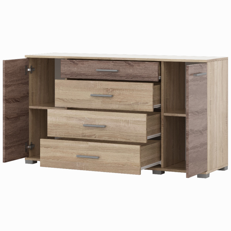 Комод для вітальні Еверест Бриз К-6 130х38х72.5 сонома + трюфель (телескопи) (DTM-2477) Дніпро - фото 2