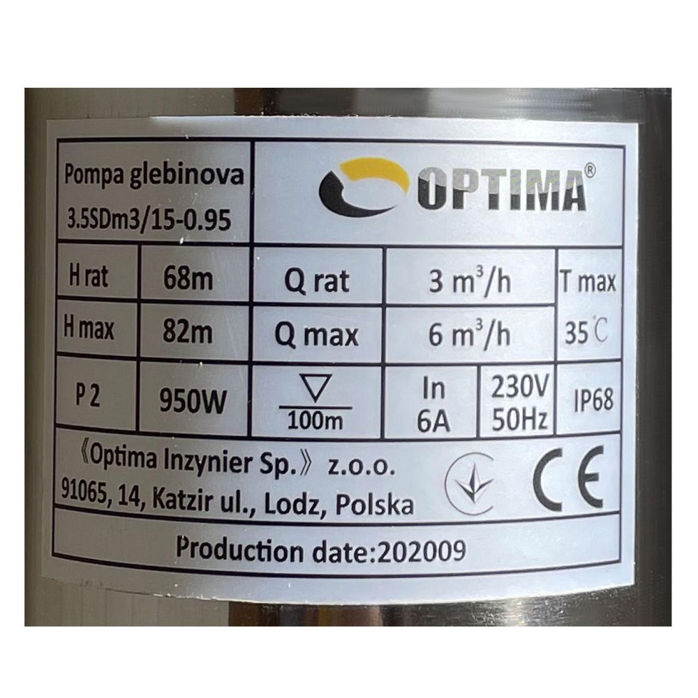 Насос скважинный с повышенной уст-тью к песку OPTIMA 3,5SDm3/13 0,95 кВт 82м кабель 1,5м NEW (000021129) Киев - изображение 7