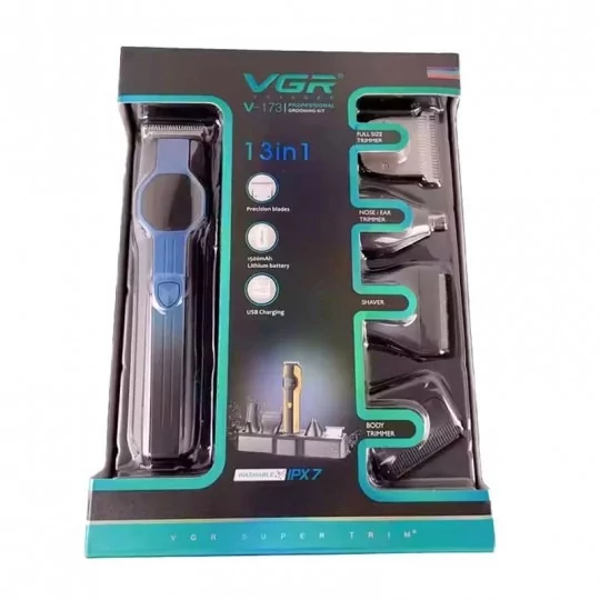Стайлер триммер VGR V-173 13в1 з насадками (Синій) Вінниця - фото 3