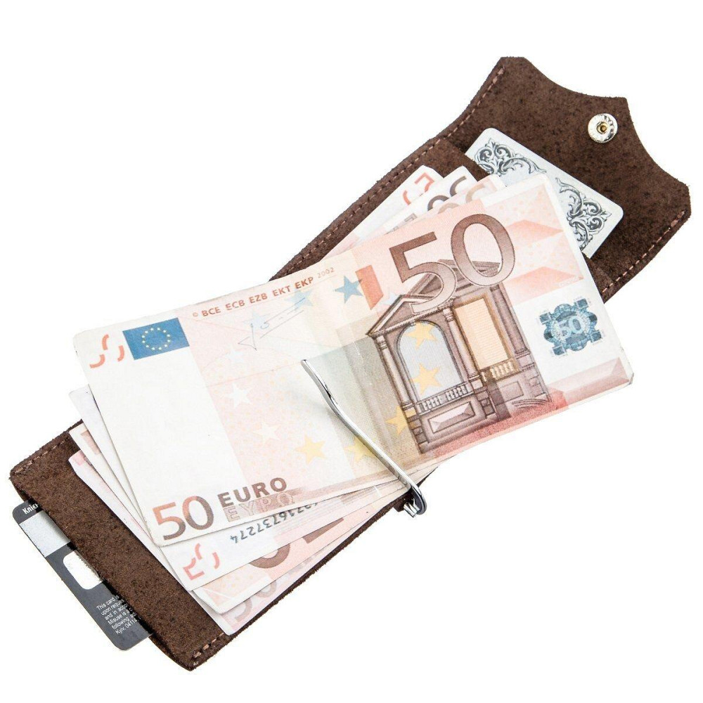 Солидный кожаный зажим для денег GRANDE PELLE 11197 Коричневый Киев - изображение 4