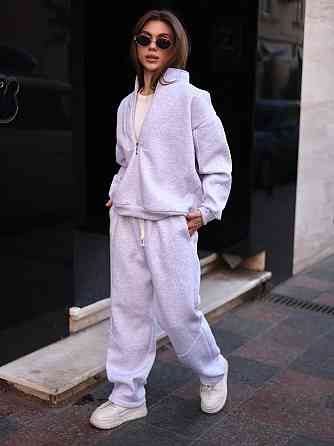 Жіночий теплий повсякденний костюм вільного крою турецька тринитка на флісі Меланж Одеса