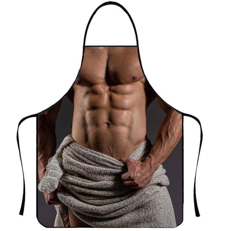 Фартух з приколом чоловічий прес торс з рушником кухонний Київ - фото 2
