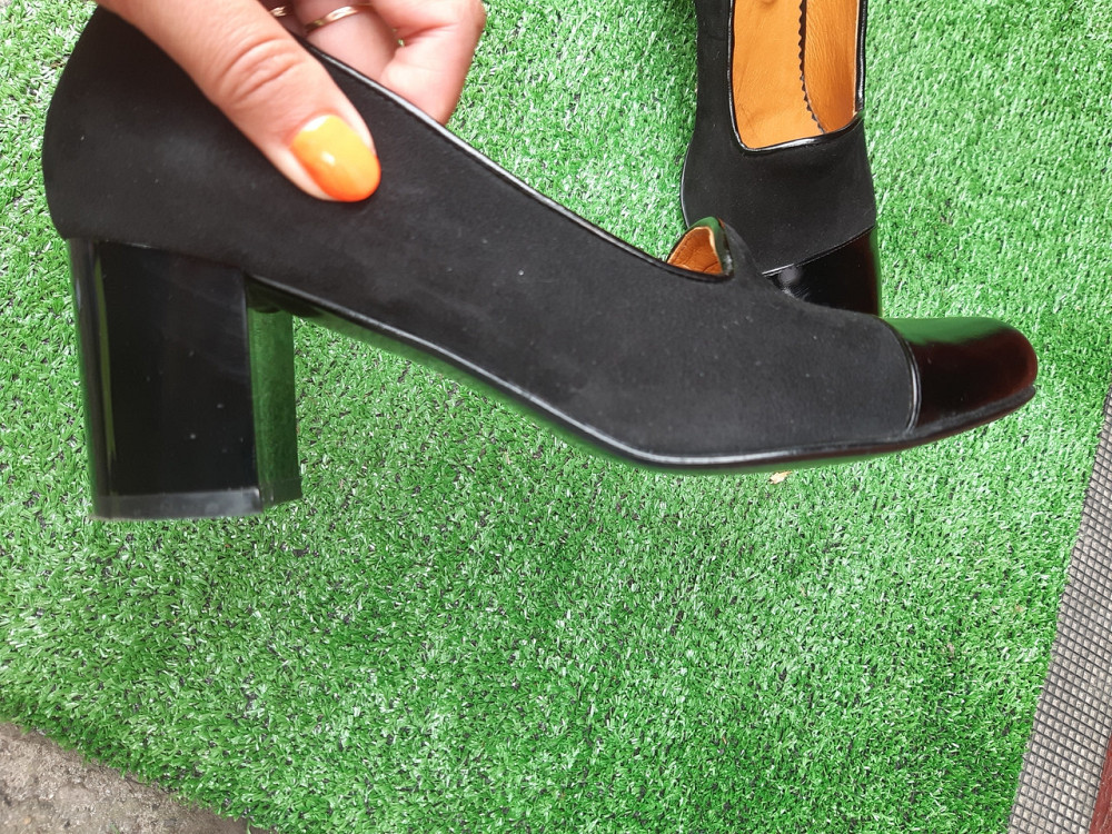 Женские туфли черные на каблуке Б/У 39 размер - по стельке 25см, натуральная кожа, каблук 6см Киев - изображение 4