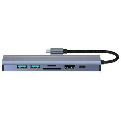 Концентратор Dynamode 7-in-1 USB-C to HDTV 4K/30Hz, 2хUSB3.0, RJ45, USB-C PD 100W, SD/MicroSD (BYL-2303) Вінниця - фото 10