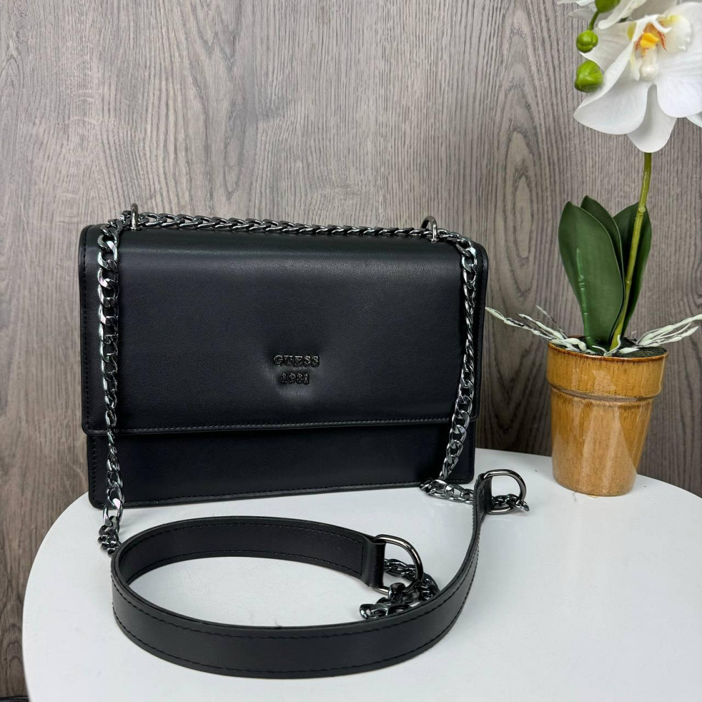 Якісна жіноча міні сумочка клатч на ланцюжку стиль Guess чорна сумка на плече ( 24066 ) Харьков - изображение 1