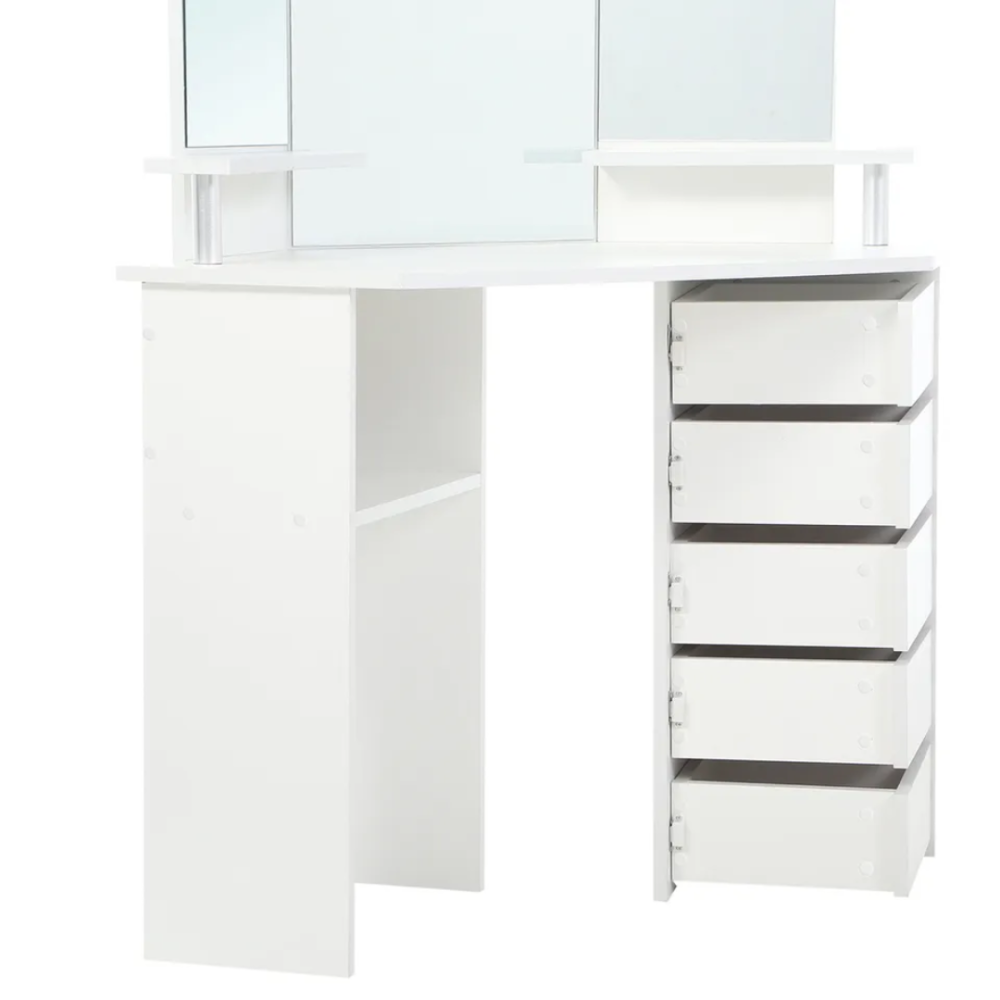 Туалетний столик Chomik TRIO кутовий з дзеркалом білий Київ - фото 7