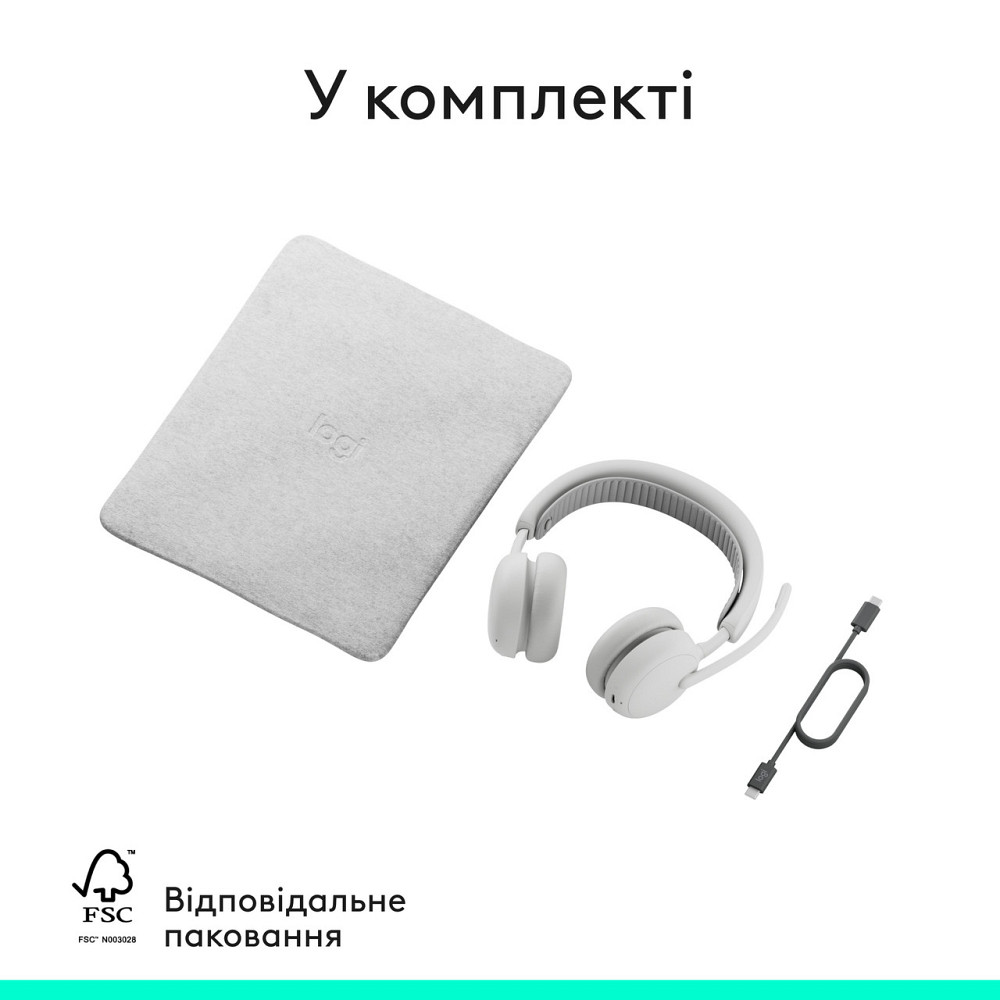 Bluetooth-гарнітура Logitech Zone Wireless 2 ES Off-White (981-001508) ( 13810 ) Харьков - изображение 12