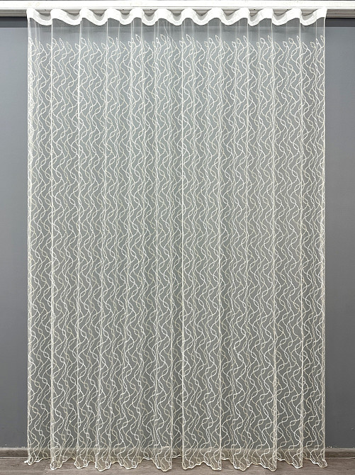 Тюль VR-Textil 1833т Фатин с вышивкой и люрексом Молочный с золотистым 450х270 см (42-1069) Киев - изображение 2