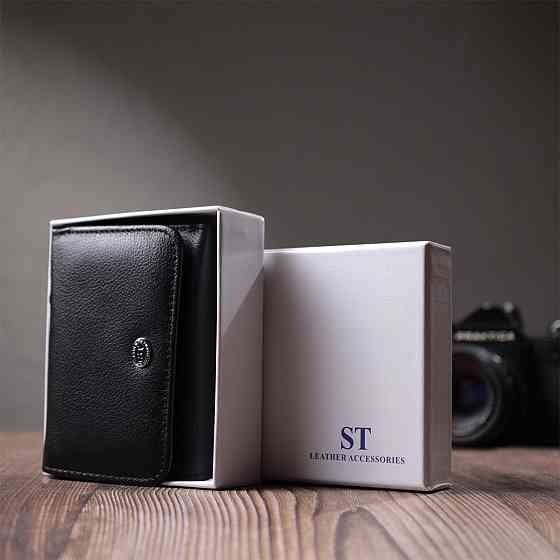 Гаманець для жінок з натуральної шкіри горизонтального формату ST Leather 22722 Чорний Київ