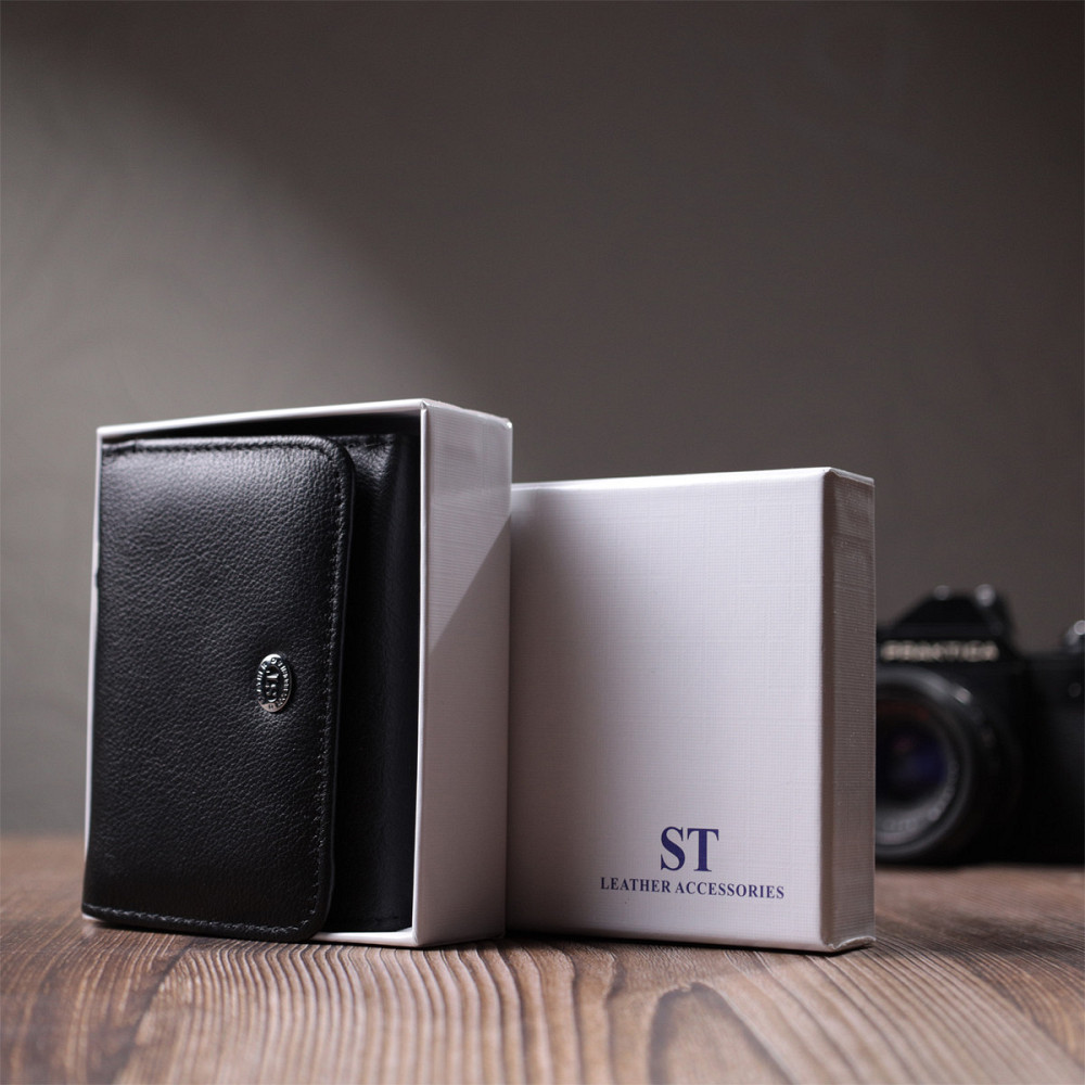 Кошелек для женщин горизонтального формату из натуральной кожи ST Leather 22722 Черный Киев - изображение 1