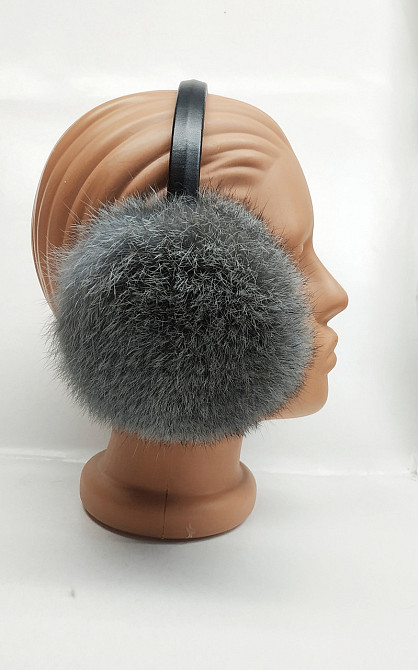 Хутряні навушники дитячі з кролика Графітовий Харків - фото 1