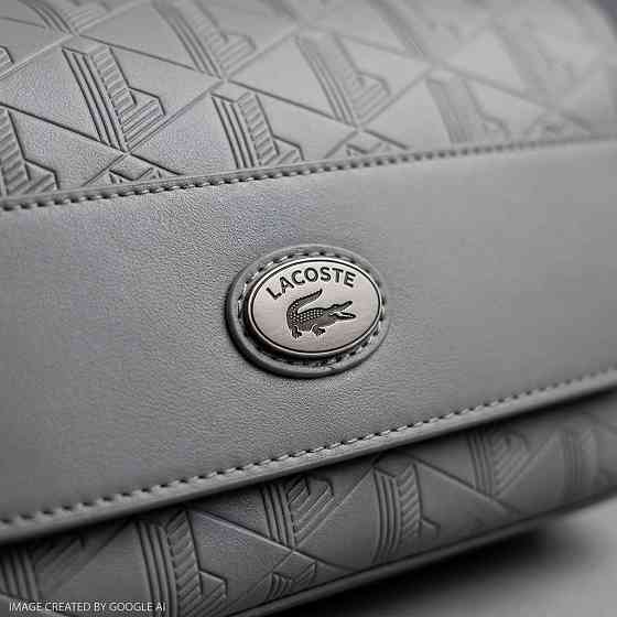 Мужская брендовая барсетка, сумка через плечо Lacoste (4838) серая Киев