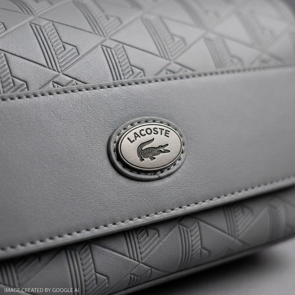 Мужская брендовая барсетка, сумка через плечо Lacoste (4838) серая Киев - изображение 4