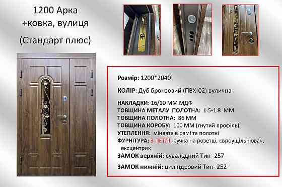 Двери вуличні Redfort, модель Арка з ковкою , комплектація Стандарт плюс (2 контура Київ