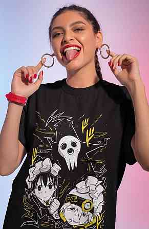 Футболка для мальчика аниме Деатх Кид Соул Еатер оверсайз (рост от 165 до 180 ) Черний AnimeJ0890m Днепр