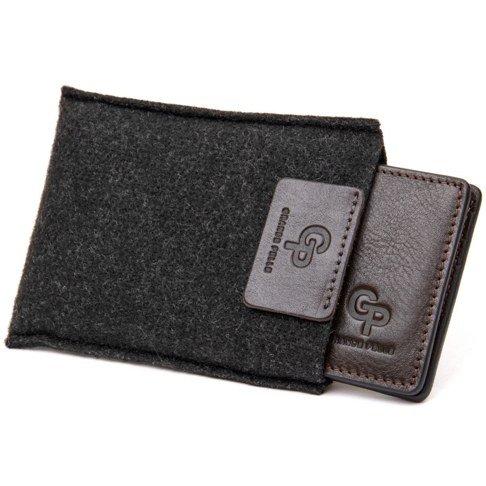 Мужской кожаный зажим для денег GRANDE PELLE 11478 Коричневый Киев - изображение 5