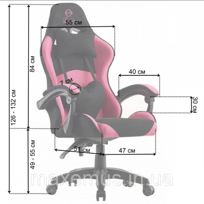 Геймерское кресло Bonro Lady 806 черно-розовое тканевое эргономичное игровое компьютерное кресло для девушек Мостиська - фото 19